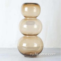 Янтарная стеклянная пузырьковая ваза Broste Tan Glass Vase